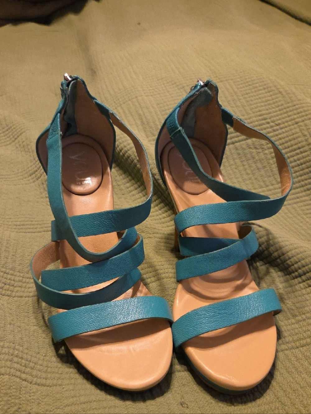 CROCS Teal Multi-Strap Open-Toe Heeled Sandals